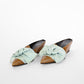 Reptile Print Ribbon Wedge Mules (6.5)