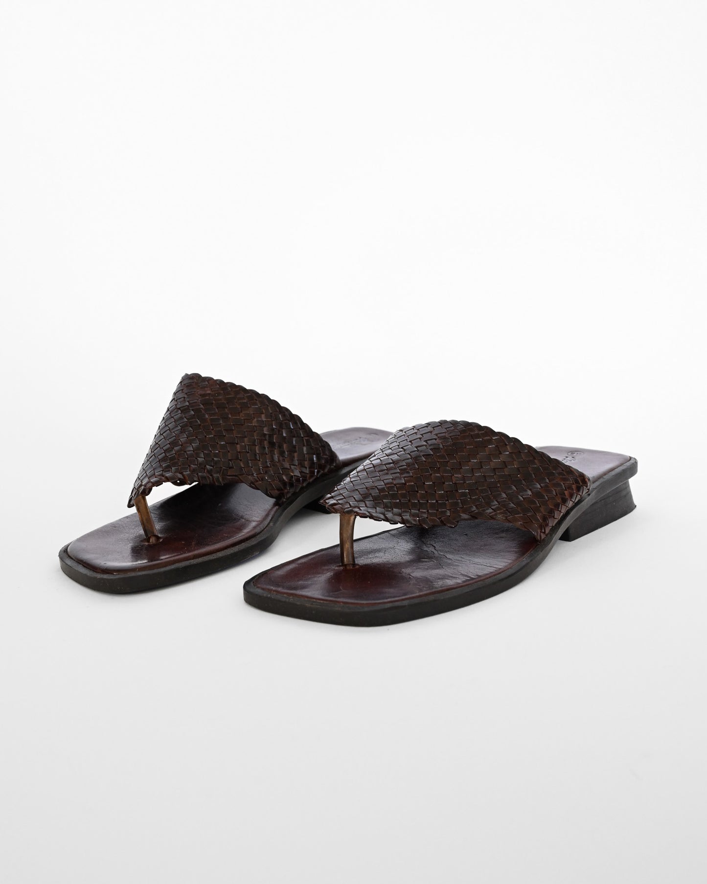 Brown Woven Leather Thong Sandals (9.5)