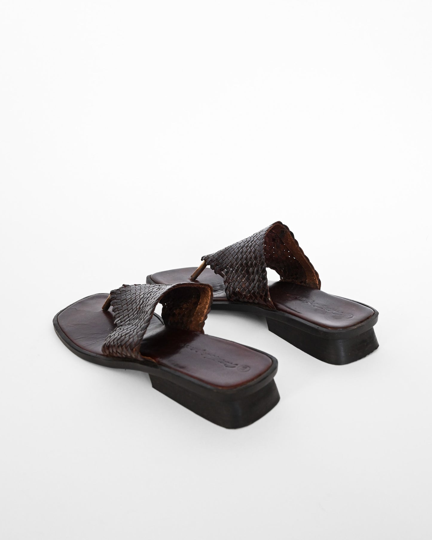 Brown Woven Leather Thong Sandals (9.5)