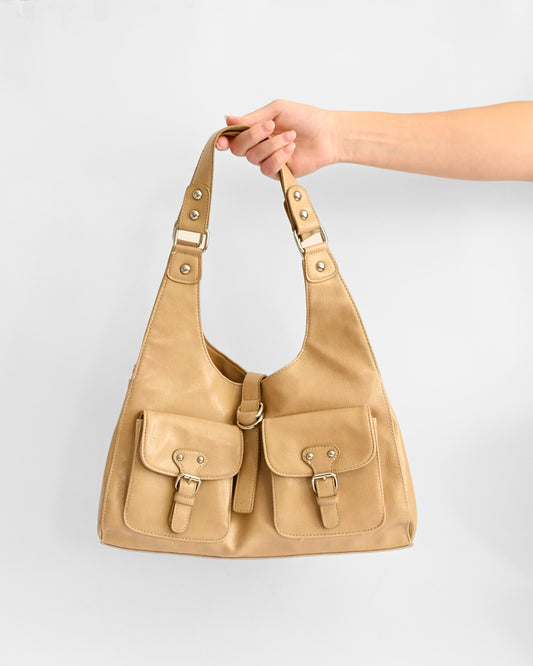 Beige Faux Leather Bag