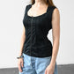 Black Paneled Lace Up Tank (M-L)