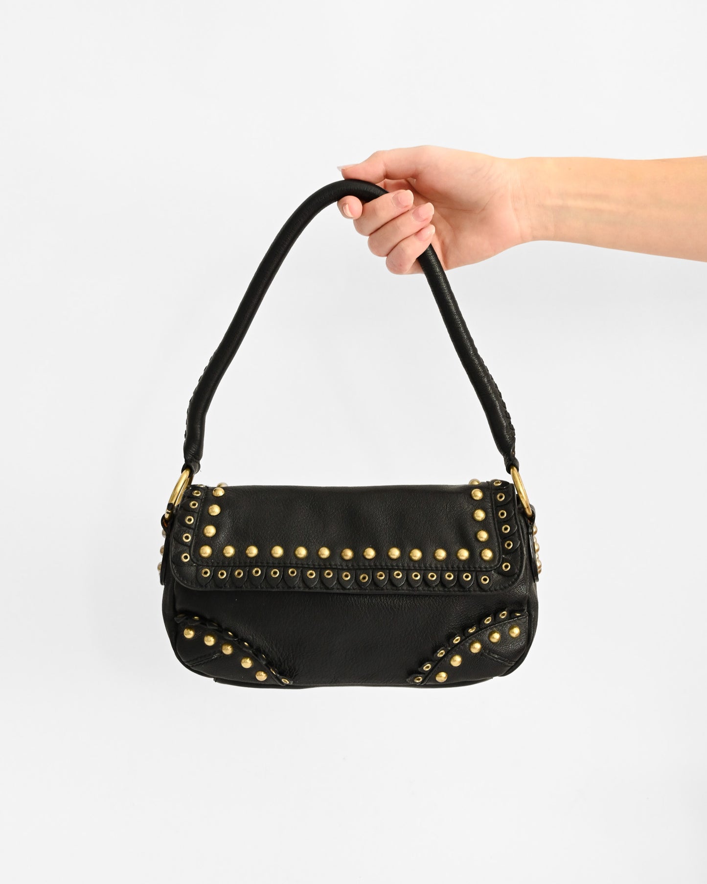 Black Leather Studded Purse