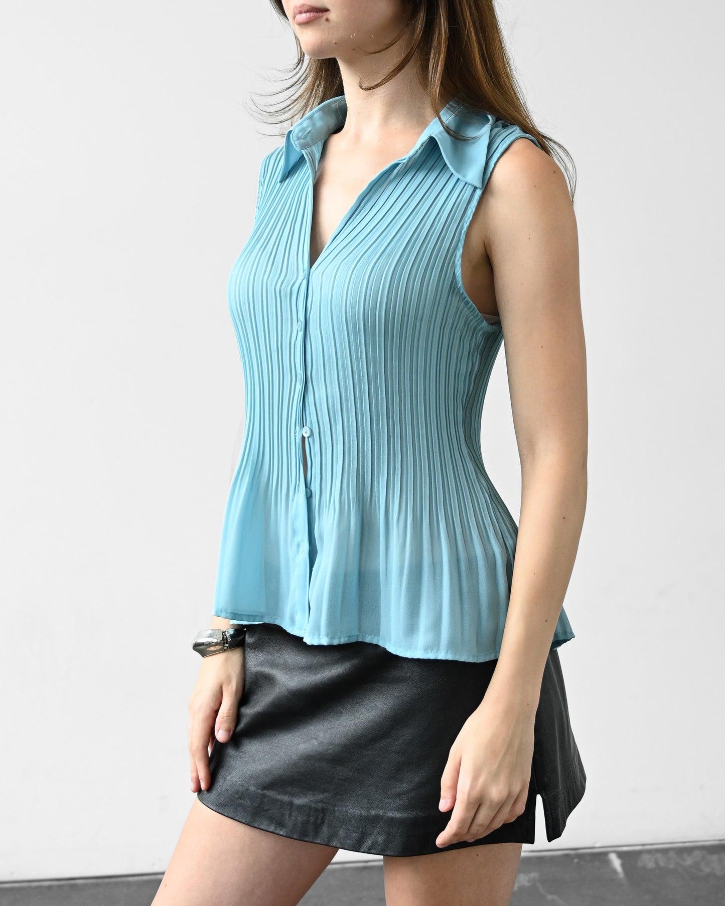 Aqua Pleated Tank (M)