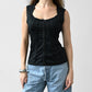 Black Paneled Lace Up Tank (M-L)