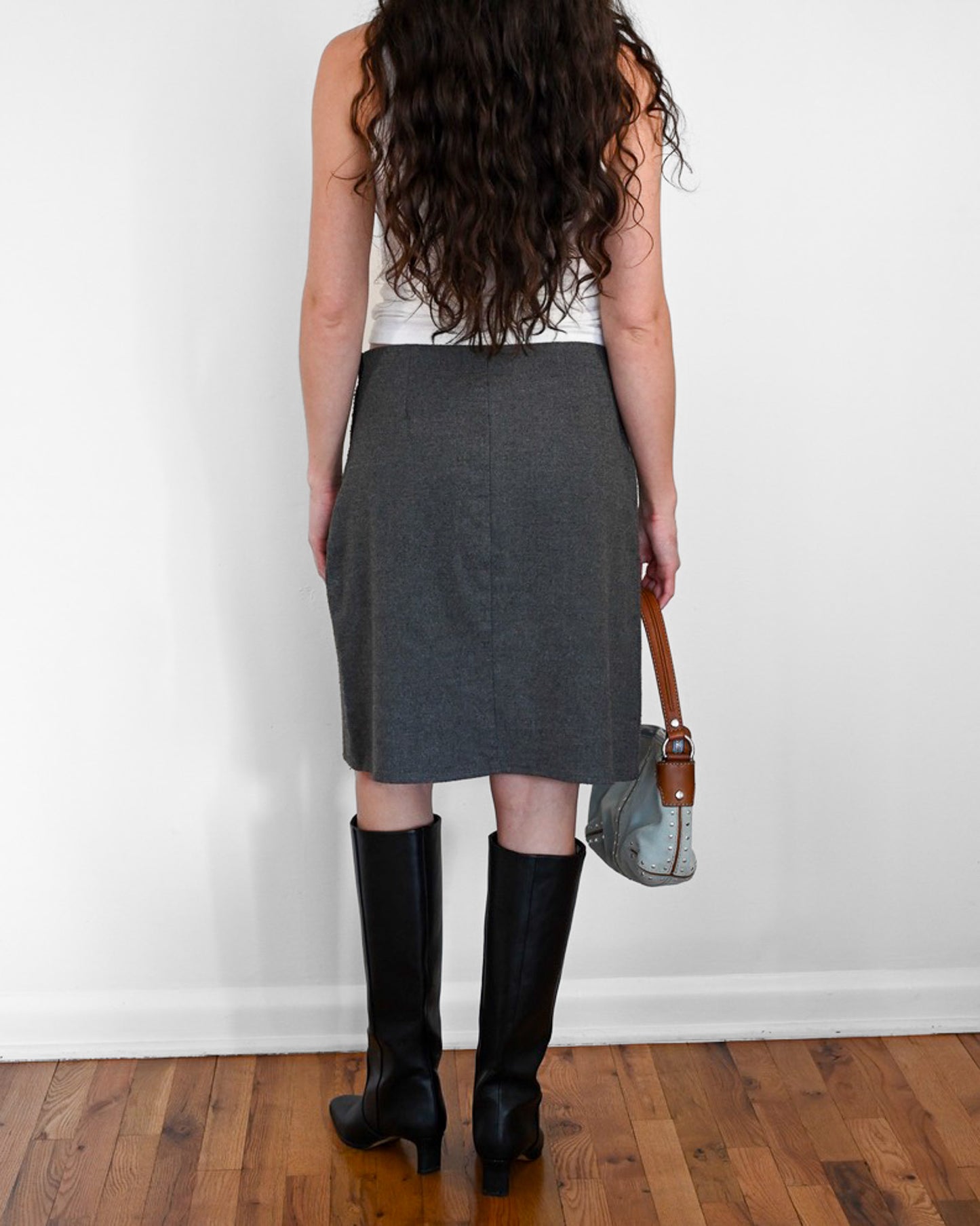 Grey Soft Drawstring Skirt (L)