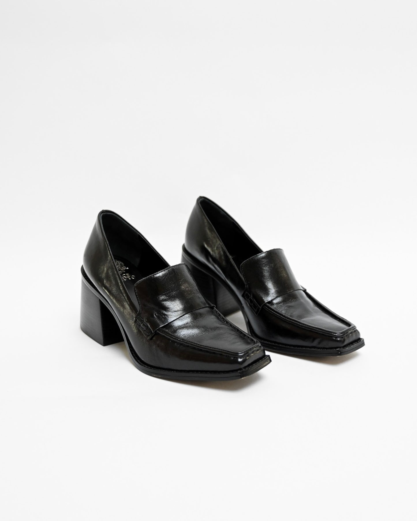 Black Leather Heeled Loafers (10)