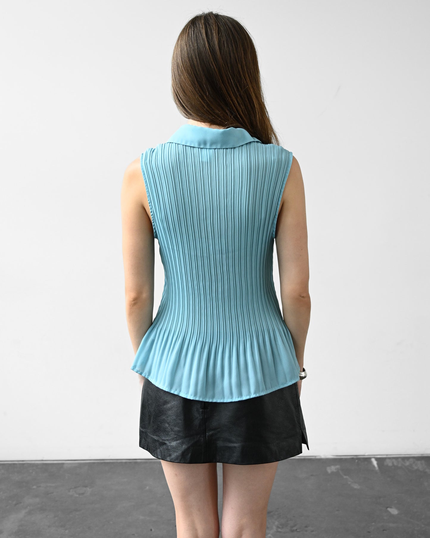 Aqua Pleated Tank (M)