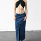 Denim Slit Maxi Skirt (M)