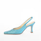 Aqua Snake Embossed Leather Slingback Heels (7.5)