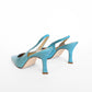 Aqua Snake Embossed Leather Slingback Heels (7.5)