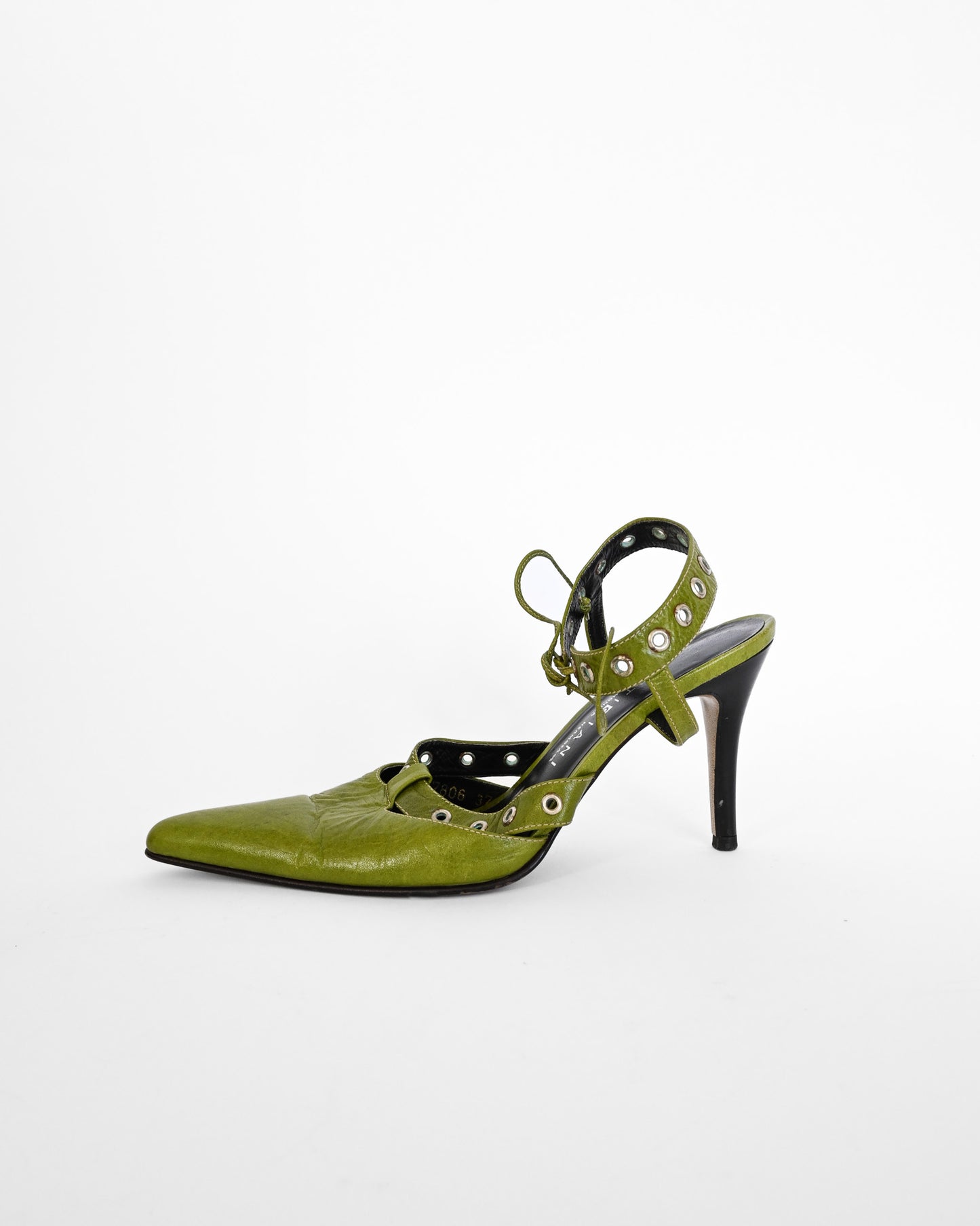 Green Leather Rivet Stiletto Heels (7)