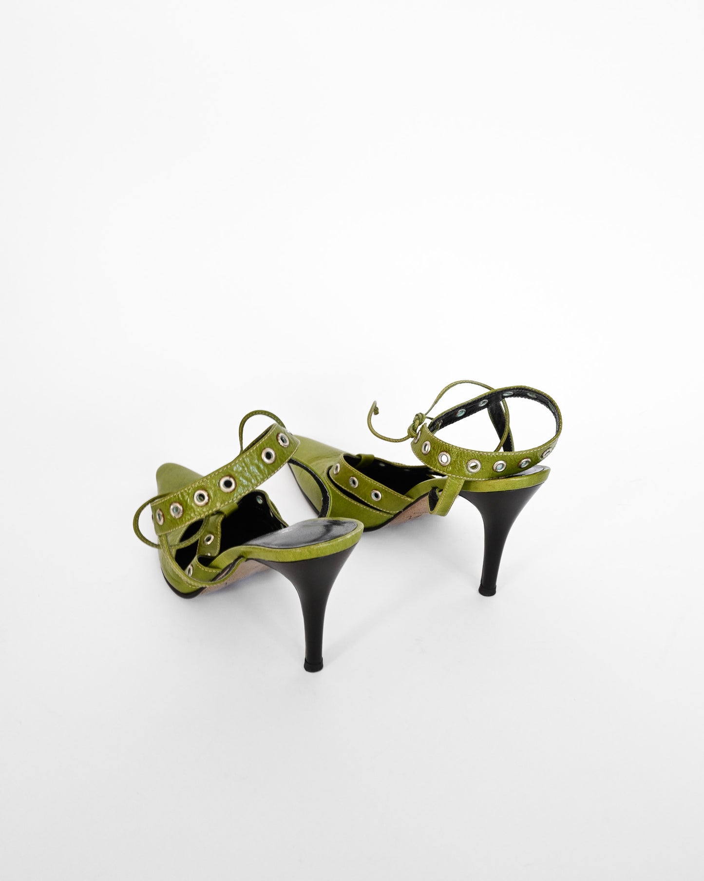 Green Leather Rivet Stiletto Heels (7)