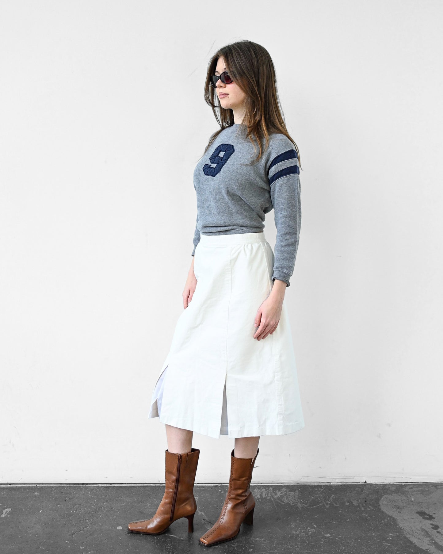 White Suede Slit Skirt (S)