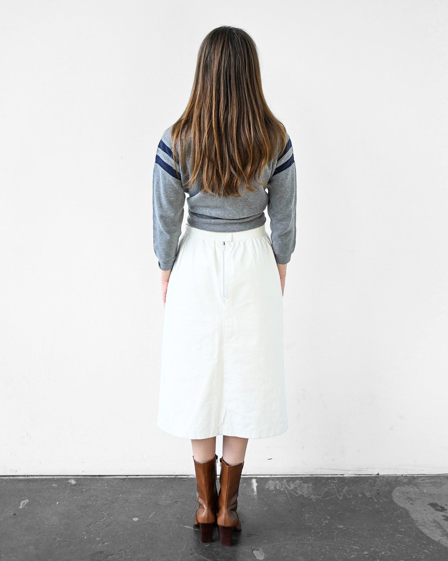 White Suede Slit Skirt (S)