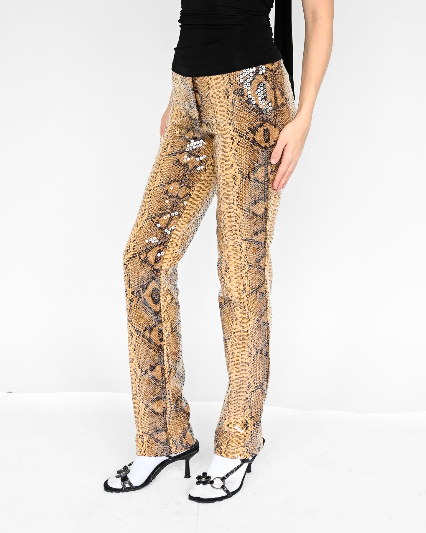 Snake Print Sequin Pants (S)