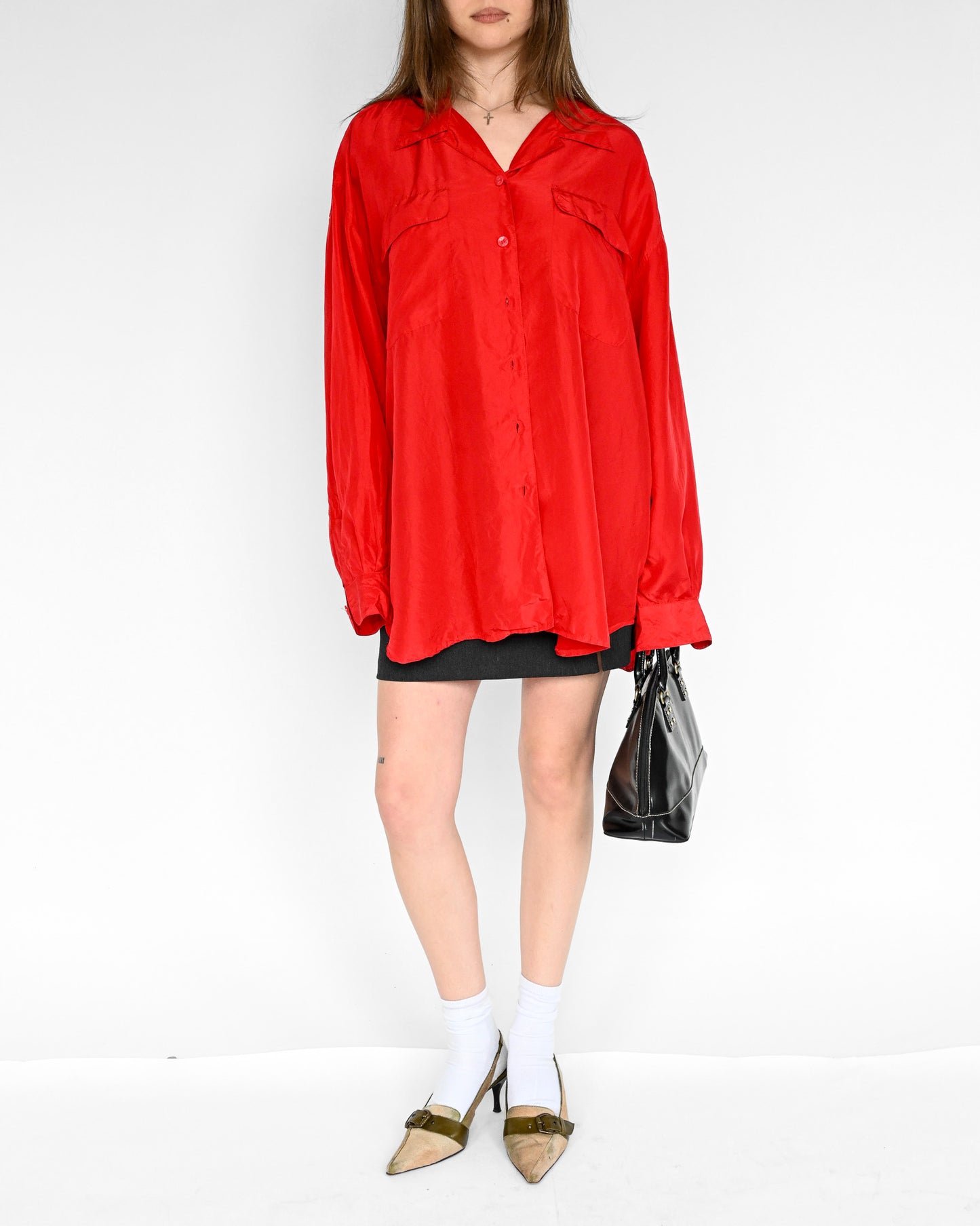 Red Silk Blouse (XL)
