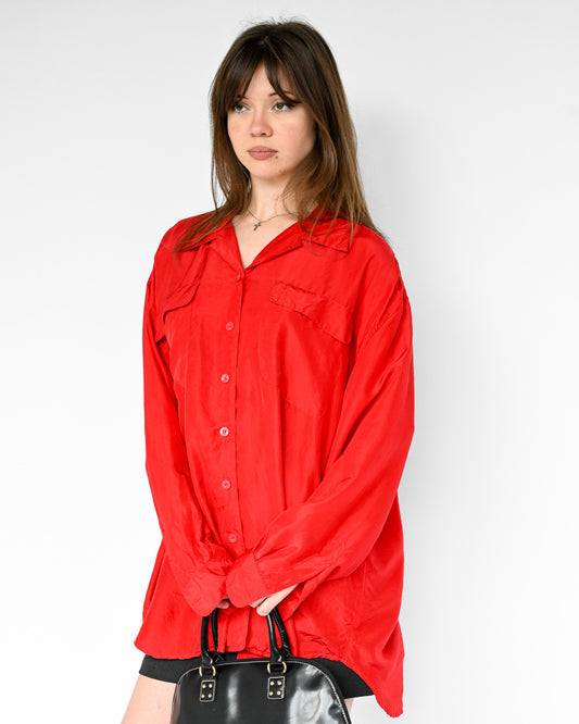 Red Silk Blouse (XL)