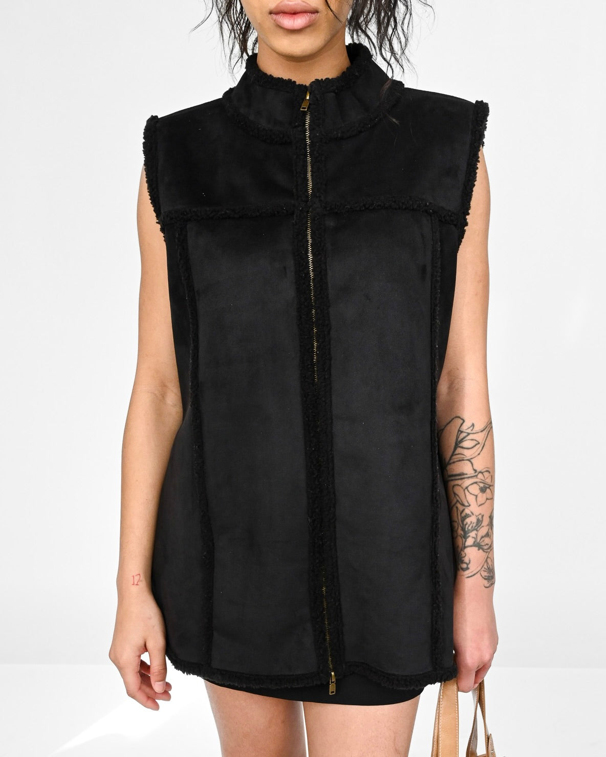 Black Faux Shearling Vest (XL)