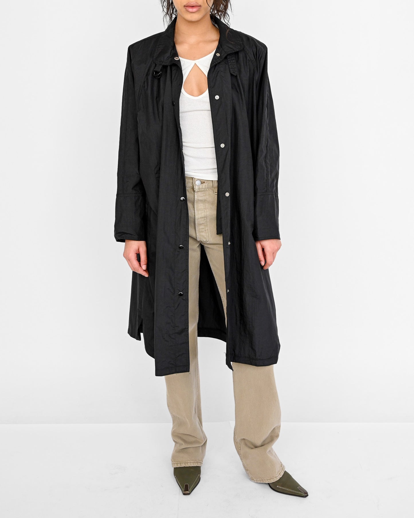 Black Nylon Long Jacket (L)