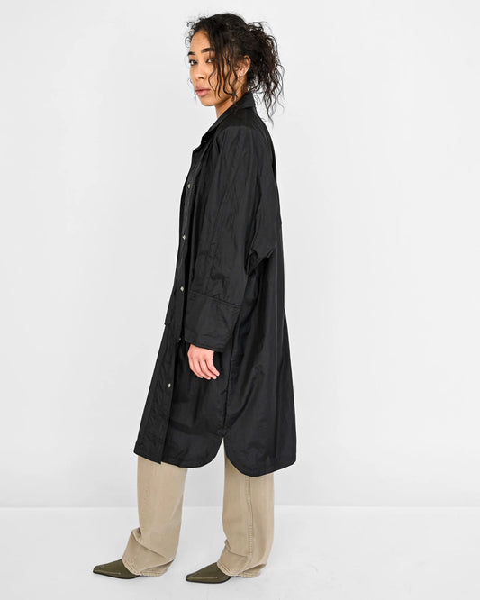 Black Nylon Long Jacket (L)