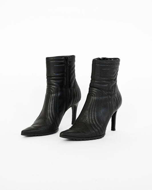 Black Paneled Leather Stiletto Boots (6)