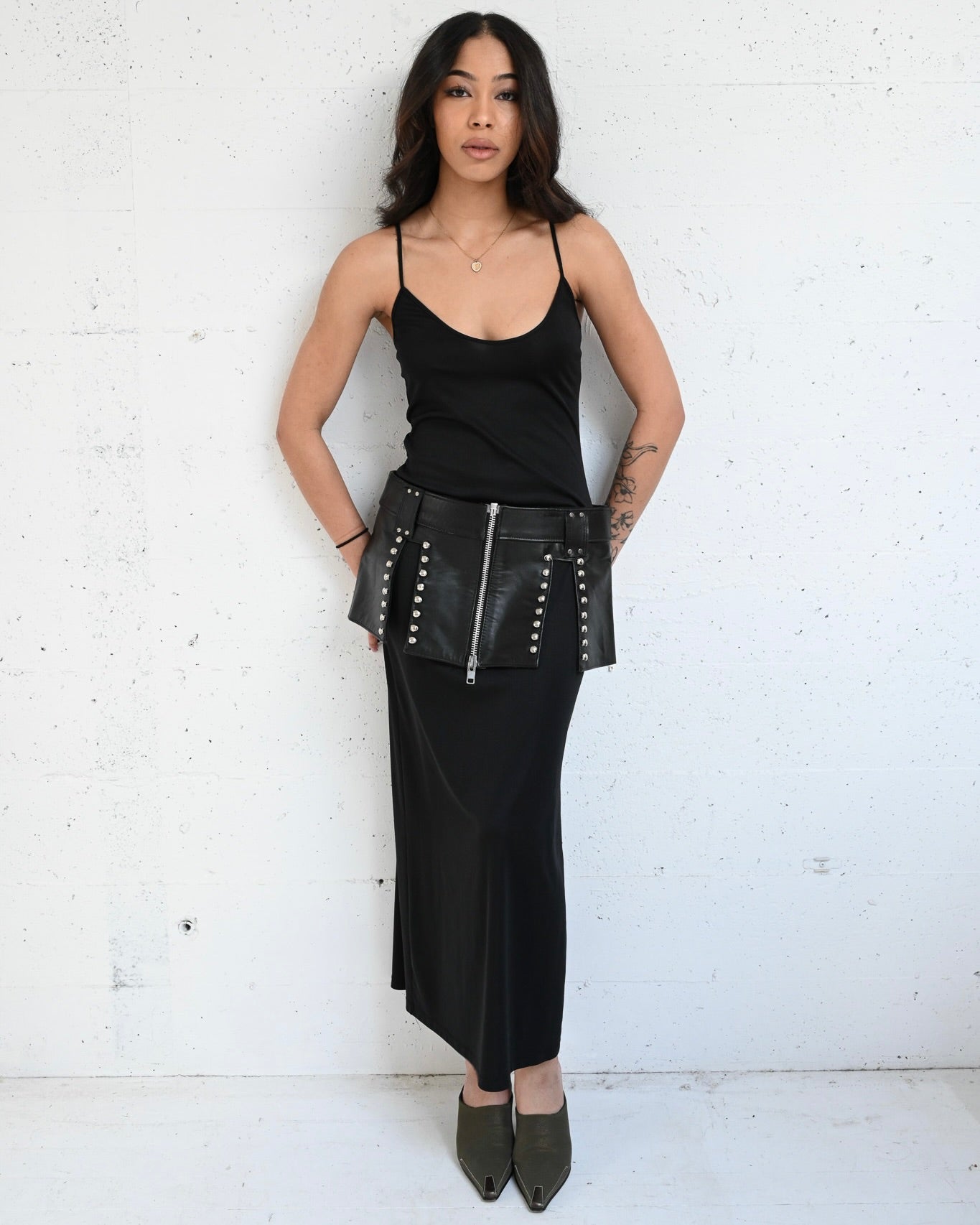 Black Leather Micro Mini Skirt (M-L)