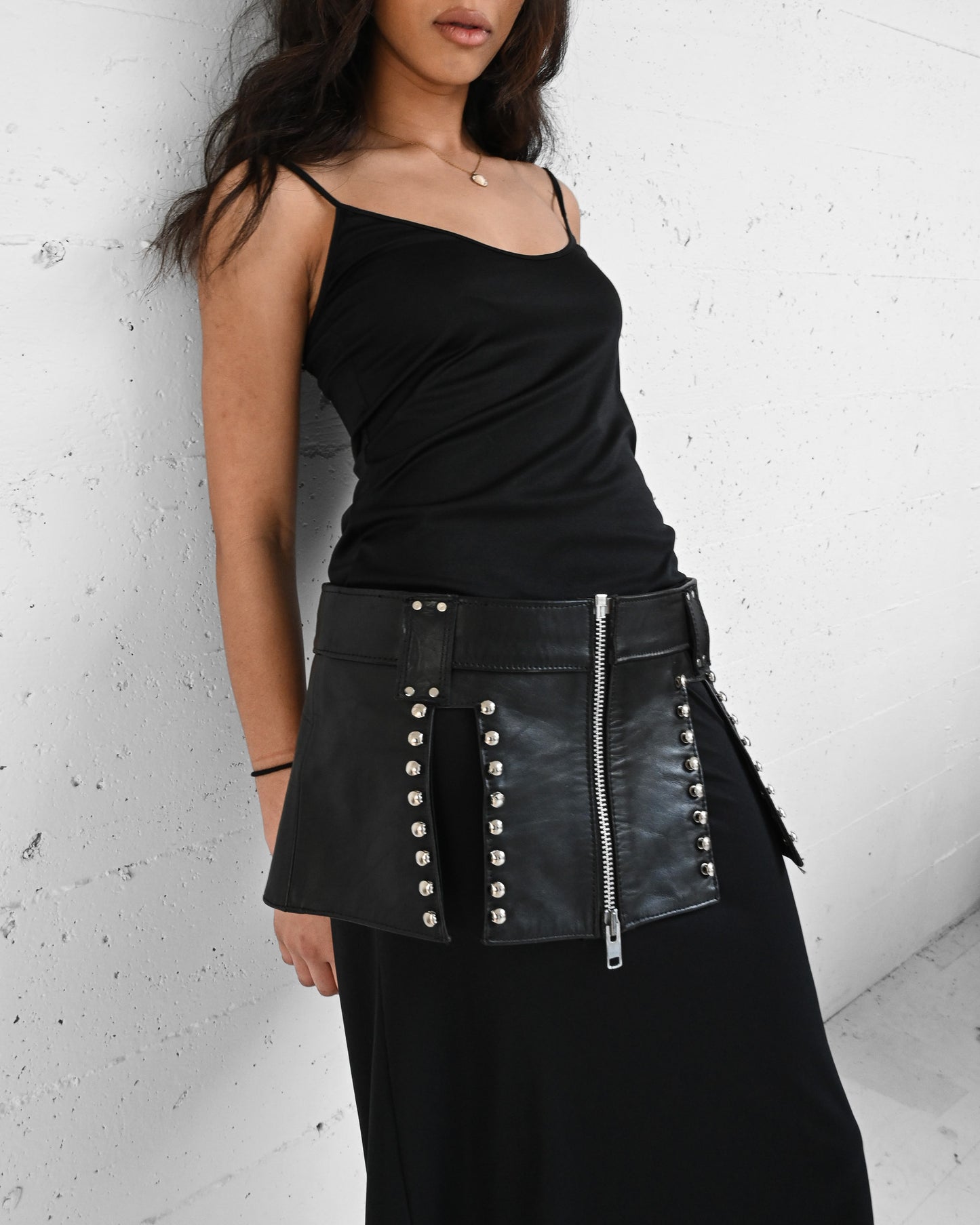 Black Leather Micro Mini Skirt (M-L)