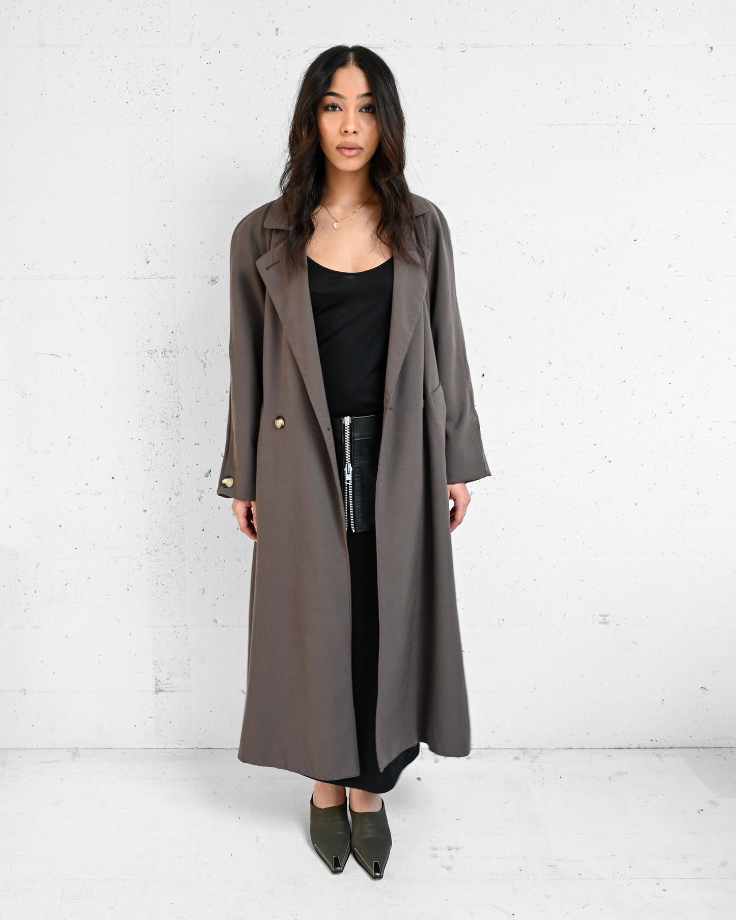 Taupe Wool Trench Coat (M)