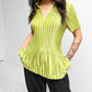 Lime Pleated Shirt (S-M)