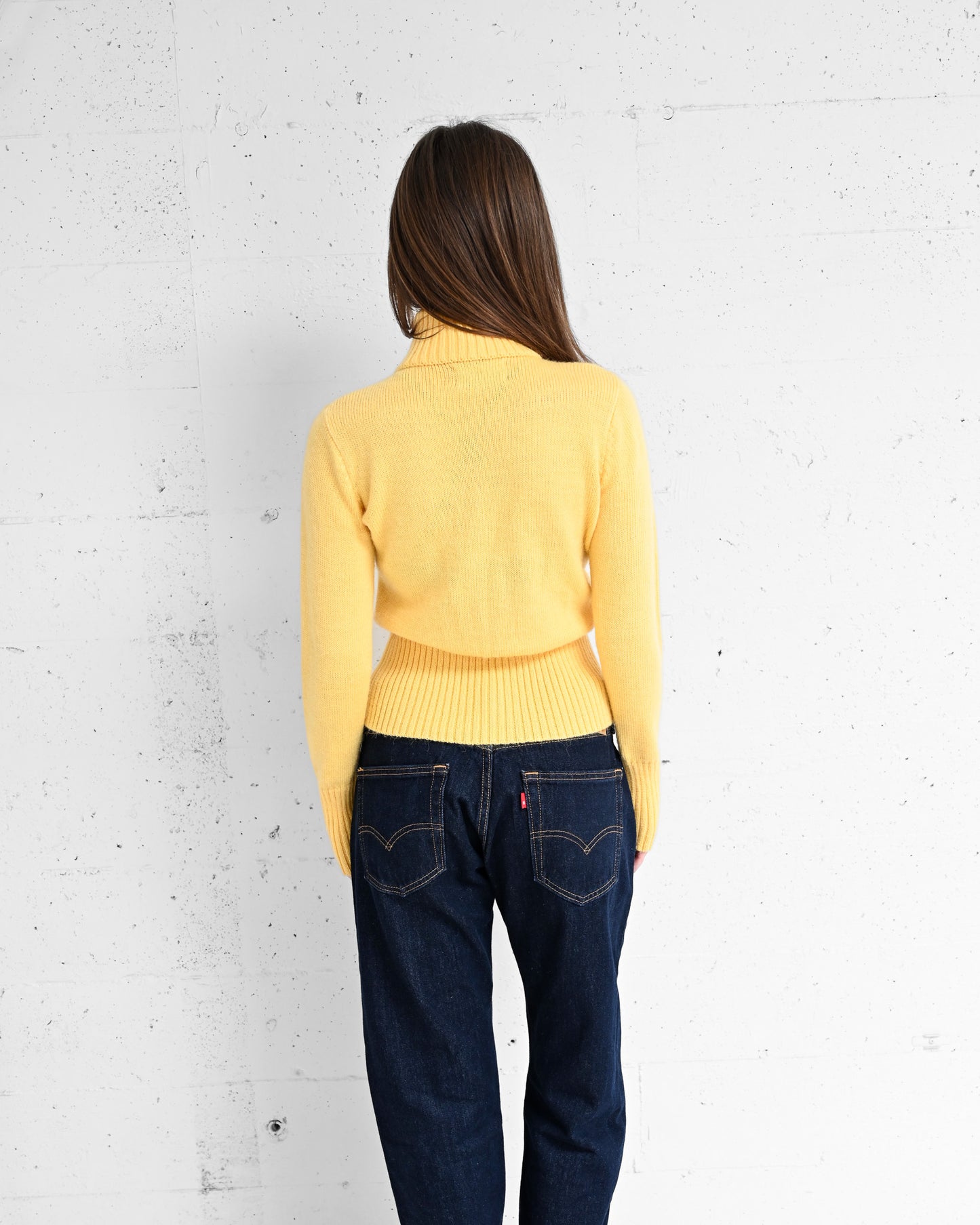 Yellow Alpaca Zip Up Sweater (S-M)