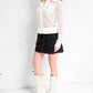 Black Nylon Drawstring Mini Skirt (M-L)