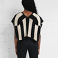 Black & White Striped Knit Shawl (M)