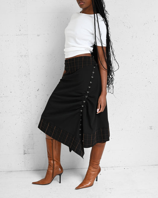 Black Asymmetrical Ruched Skirt (L)