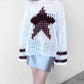 Handmade White & Maroon Crochet Star Jumper (S-XL)