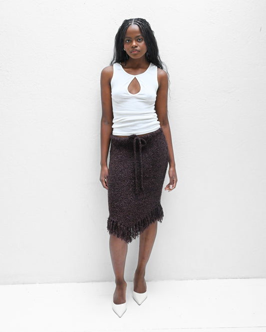 Plum Soft Knit Asymmetrical Skirt (M)