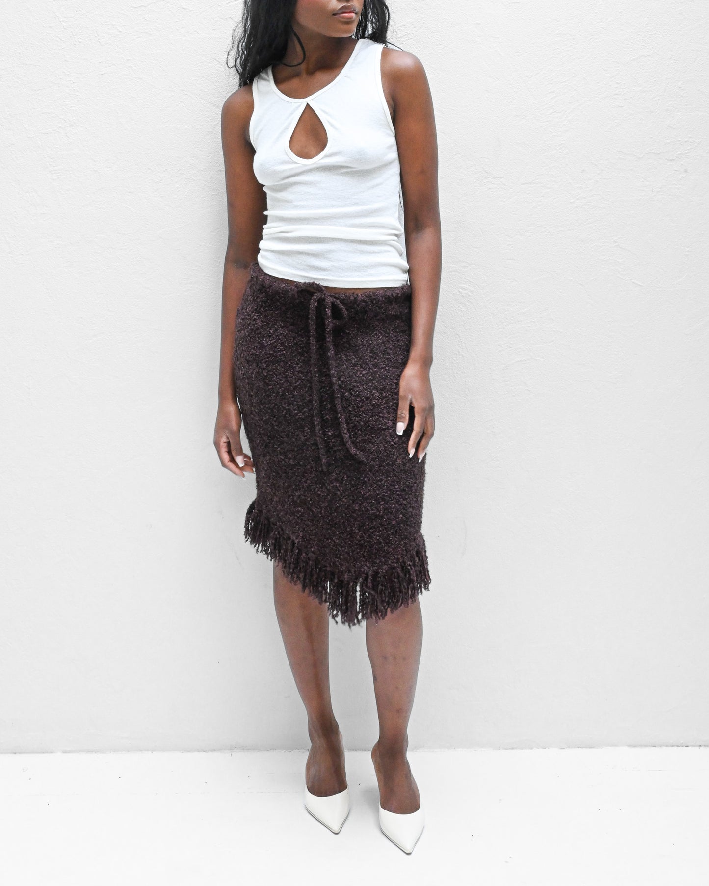 Plum Soft Knit Asymmetrical Skirt (M)