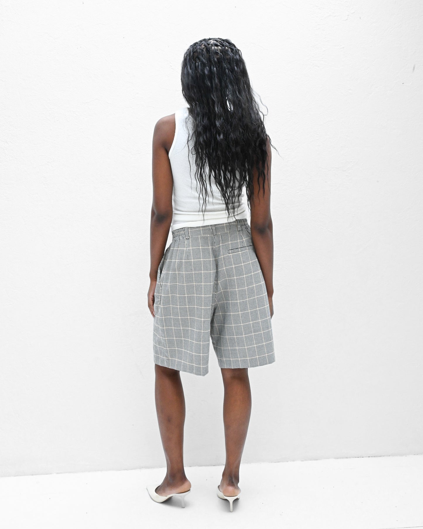 Houndstooth Pleated Trouser Shorts (M)