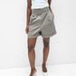 Taupe Pleated Trouser Shorts (M)