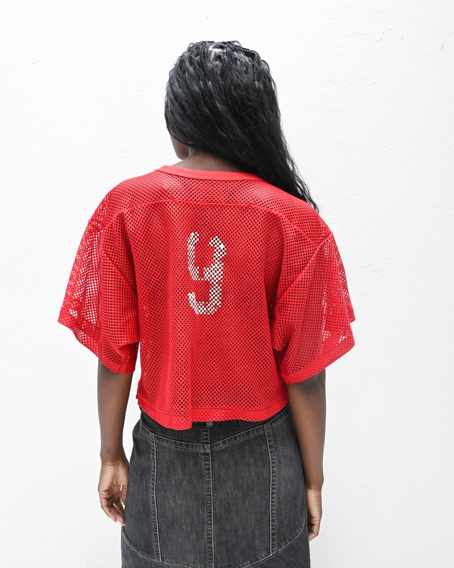 Red Mesh Cropped Jersey (M)