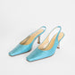 Aqua Snake Embossed Leather Slingback Heels (7.5)