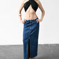 Denim Slit Maxi Skirt (M)