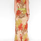 Vintage tropical flower print layered maxi dress.