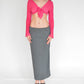Hot Pink Pleated Cropped Tie Top (S)