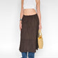 Vintage brown drawstring pleated crinkle skirt.