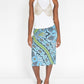 Aqua Paisley Print Silk Skirt (M)