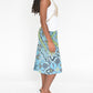 Aqua Paisley Print Silk Skirt (M)