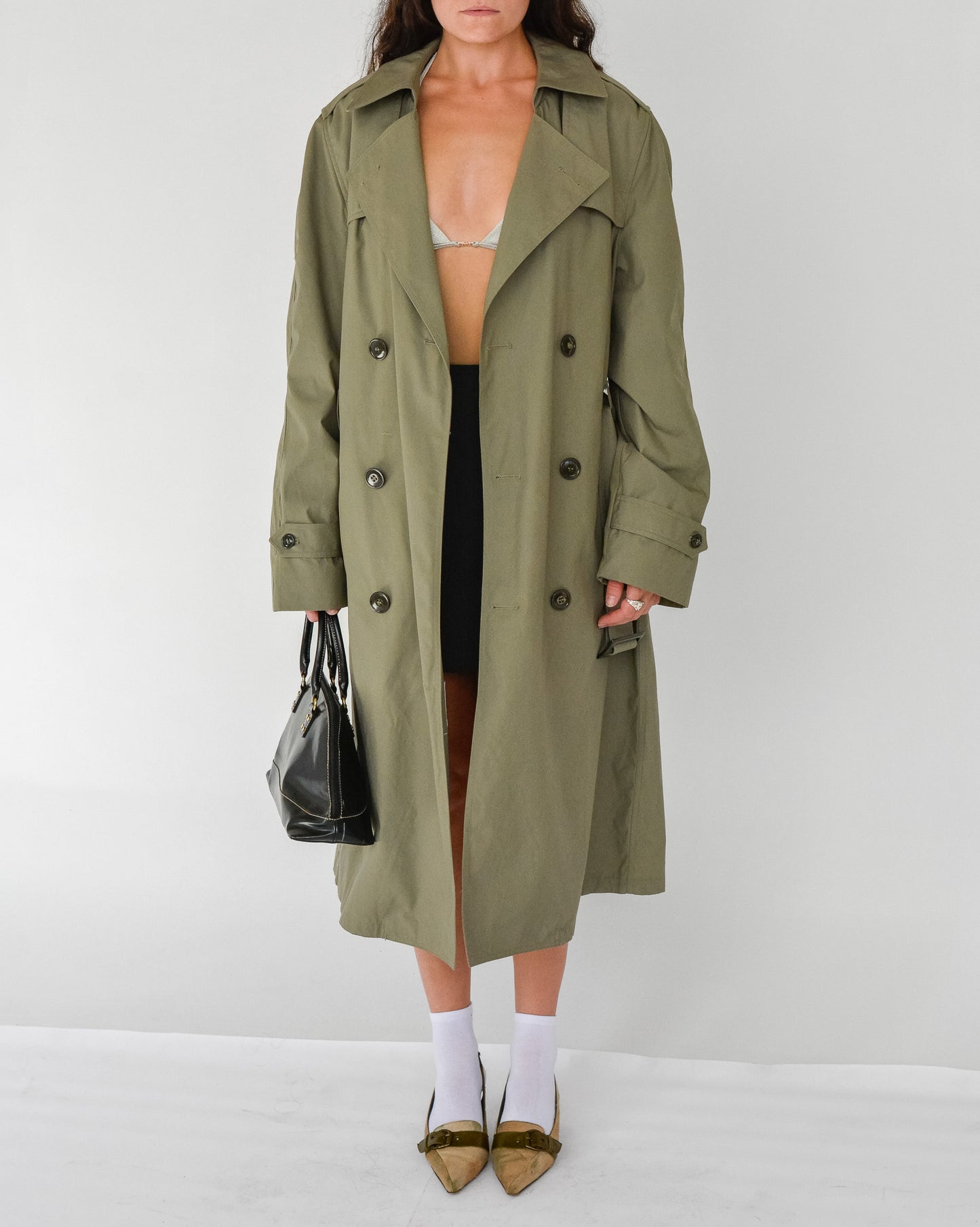 Sage Belted Trench Coat (M-L)