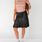 Black Paneled Leather Ruffle Skirt (M)