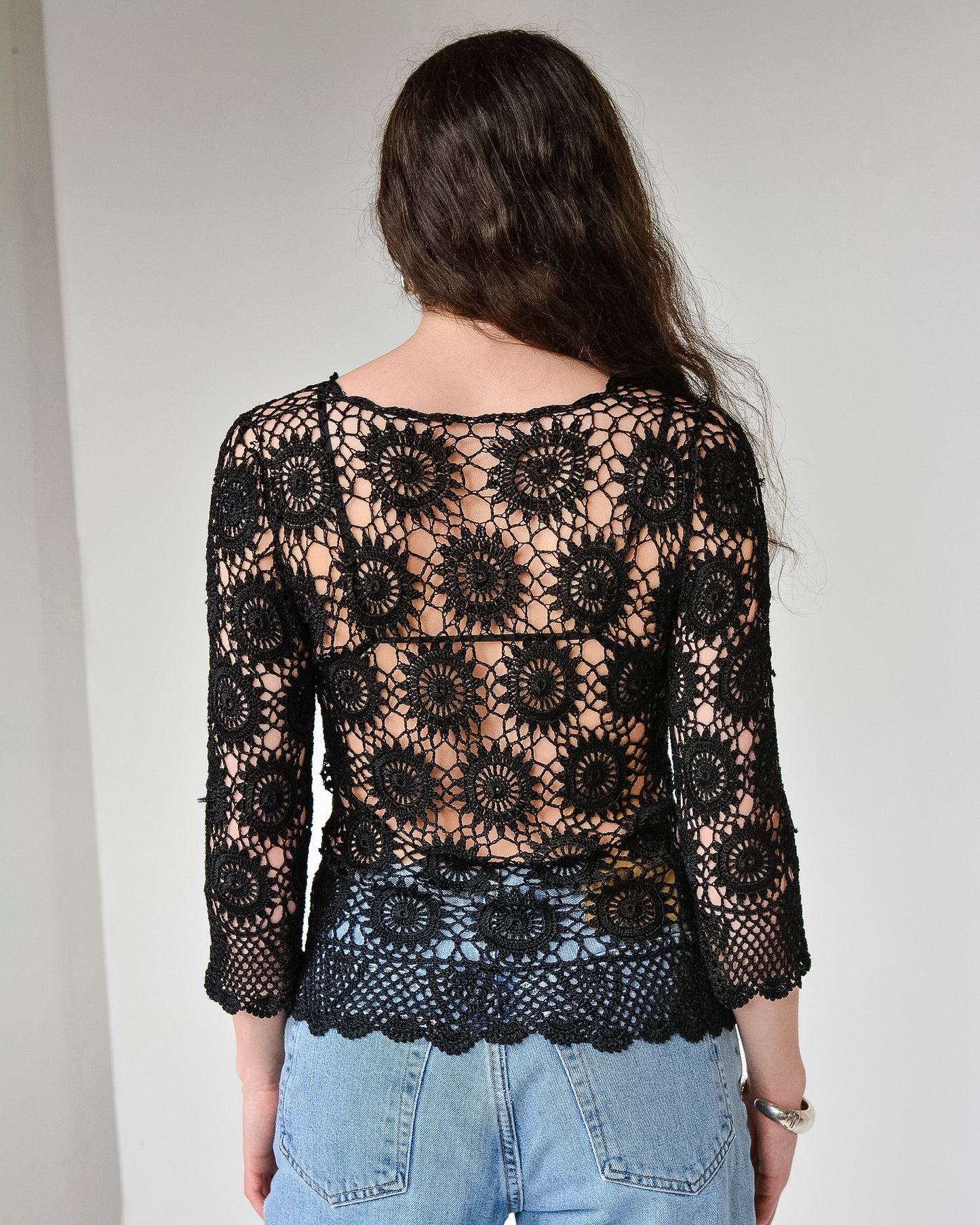 Black Crochet Shirt (S-M)