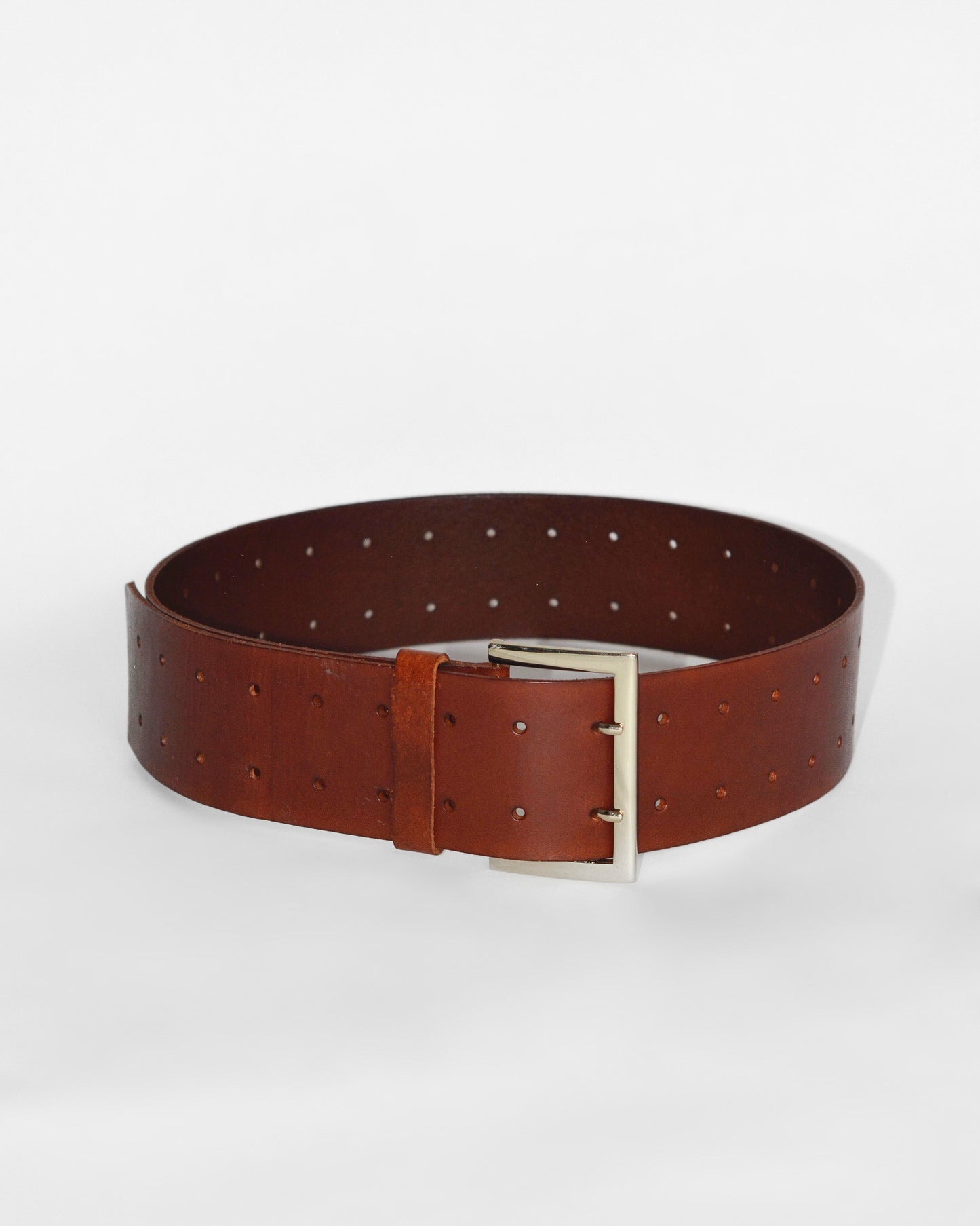 Brown Leather Wide Belt (M-L)